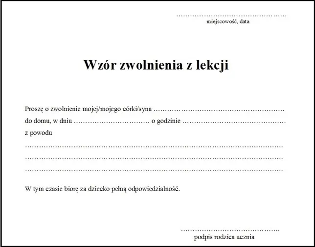 Jak napisać zwolnienie z ćwiczeń na wf - wzór i ważne informacje